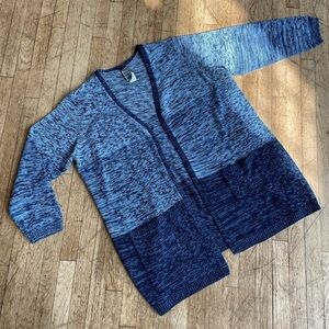 Blue Knit Crochet Sweater